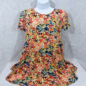 Women's XS LuLaRoe Short Sleeve Multicolor Geometric Tunic Top
